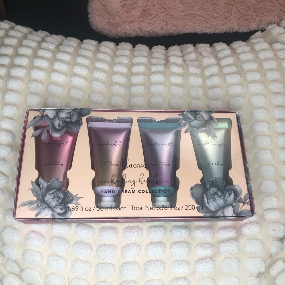 Lila Grace Healing Hand Cream Collection 4 Pc. Gift Pack NEW Scented Hand Cream